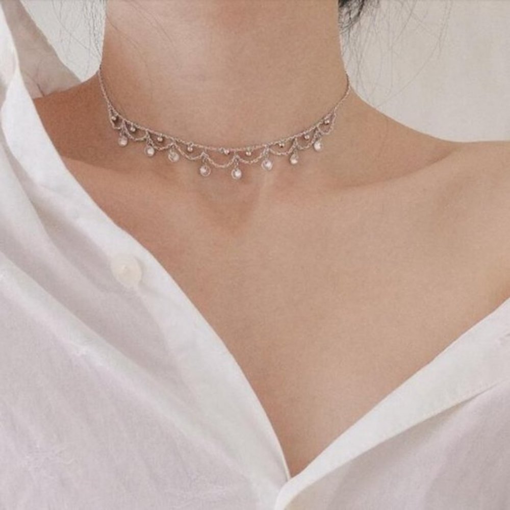 925 Sterling Silver Diamond Waterdrop Necklace A - Picture 5 of 8